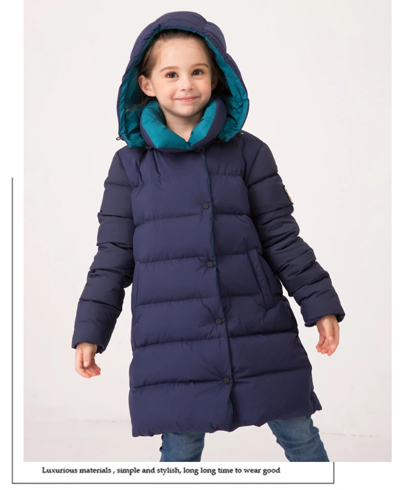 Kids Winter Jacket for Girls Winter Down Coat Teenage Girls Parkas Toddler Children Warm Long Hooded Outwear Size 6 8 10 12