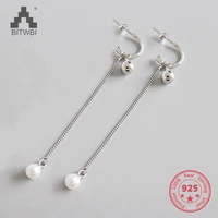 fashion pearl tassel earrings 925 sterling silver jewelry for women