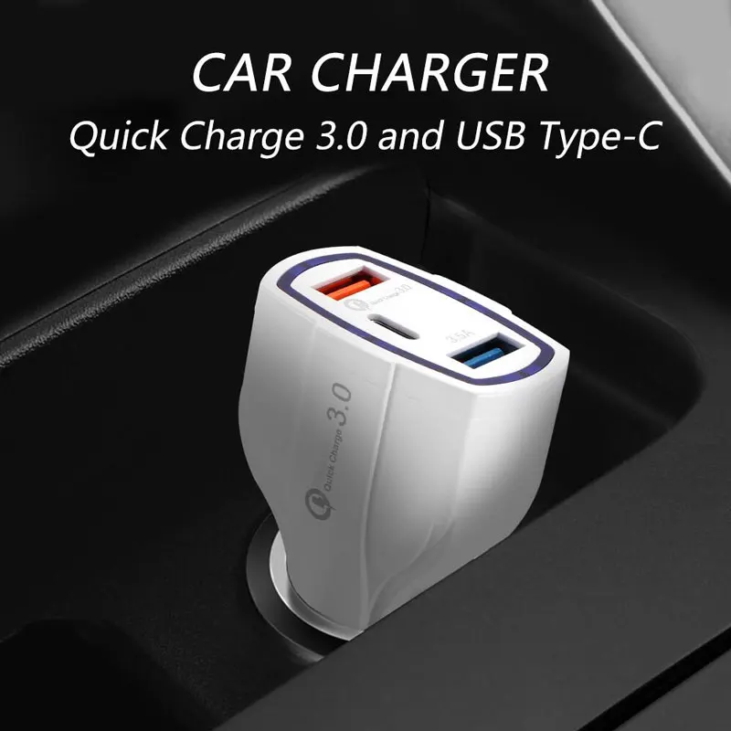 Автомобильный прикуриватель, USB разъем, 3 интерфейса, двойной USB порт, Тип c, быстрая зарядка, 3,0, зажигалка, разветвитель, автомобильные электронные аксессуары