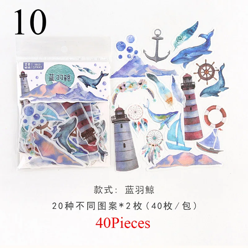 10 40 шт./упак. Новинка Животные цветок стикеры на клейкой основе с adorablestickers милые канцелярские принадлежности настенные наклейки для детской DIY дневник в стиле Скрапбукинг - Цвет: 10