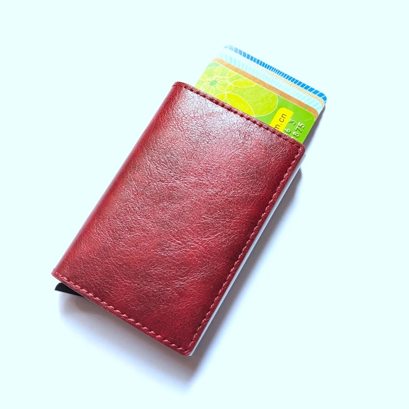 Мужской держатель для Карт RFID алюминиевый сплав кредитный держатель для карт НОВЕЙШИЙ МЕТАЛЛИЧЕСКИЙ кожаный бумажник Противоугонный мужской автоматический Чехол для карт