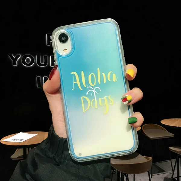 1701 Чехол для телефона с неоновым песком для iPhone XS Max XR X 7 8 6 6s Plus - Цвет: 1701