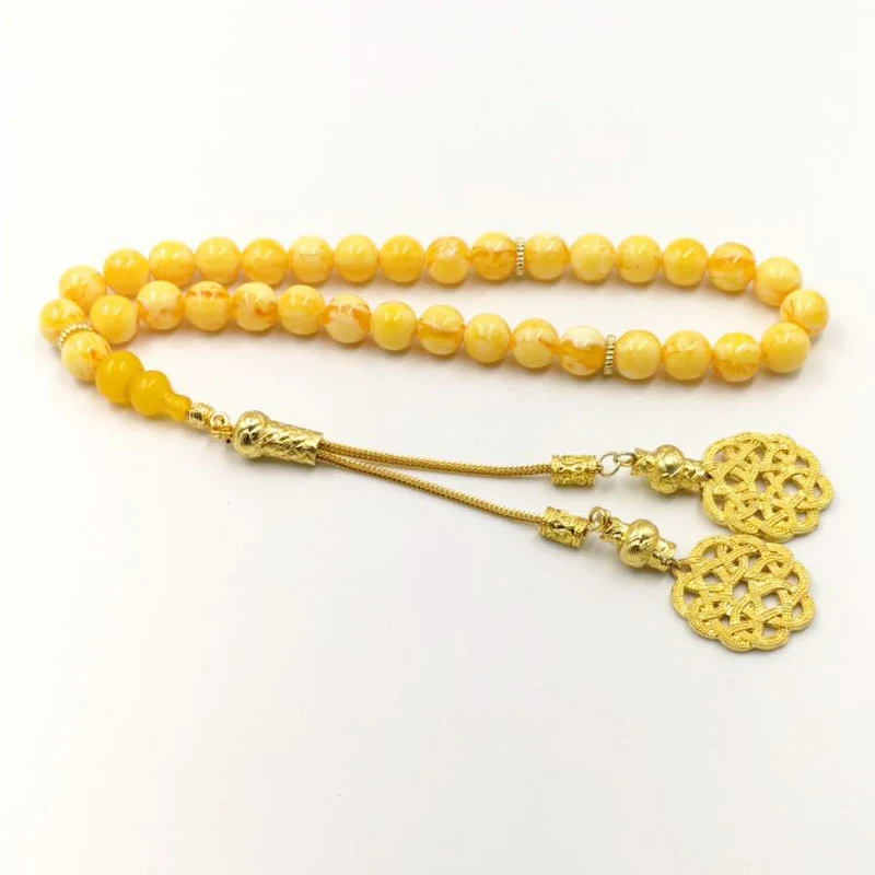 Мусульманские четки Ambers цвет 33 66 99 Бусы Tasbih подарок Рамадана золотые