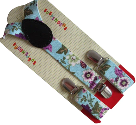 Подтяжки детские синие с цветочным принтом для девочек бесплатная доставка