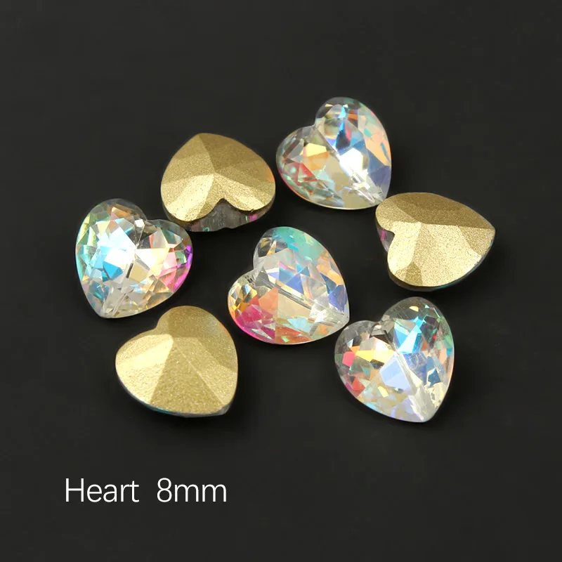 Heart 8mm Красочные 30/100 шт 19 форм украшения для ногтей Стразы все для ногтей алмазный камень аксессуары поставки AB 3D драгоценные камни Шарм - Цвет: Heart 8mm