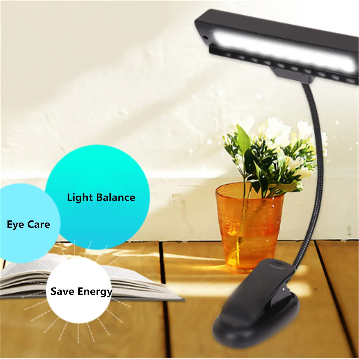 10LED клип на музыку световые стойки портативный гибкий USB Перезаряжаемый фортепиано спектр лампа для чтения музыка Стенд Настольный свет