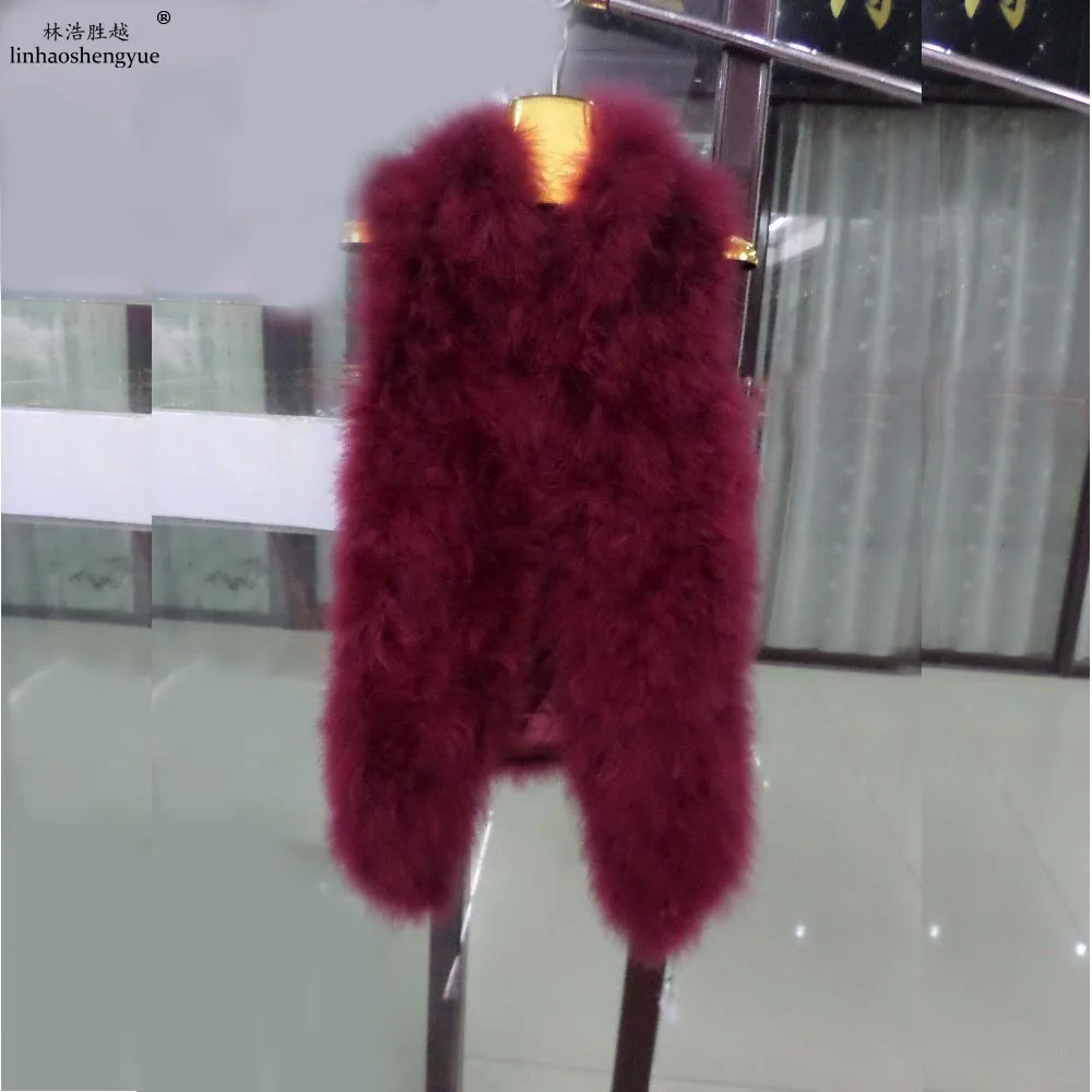 

Linhaoshengyue Add 75cm Long Ostrich Feathers Fire Feather Fur Vest