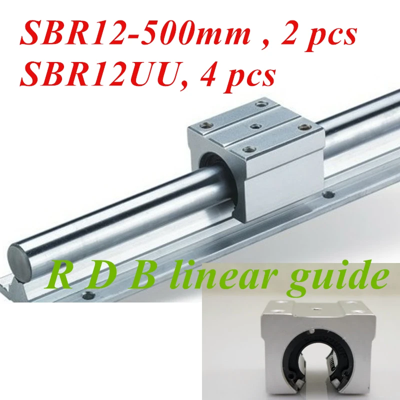 2 шт. SBR12 500 мм рельса L500 мм 12 мм линейная направляющая часть фрезерного станка с ЧПУ линейная направляющая с 4 шт. SBR12UU