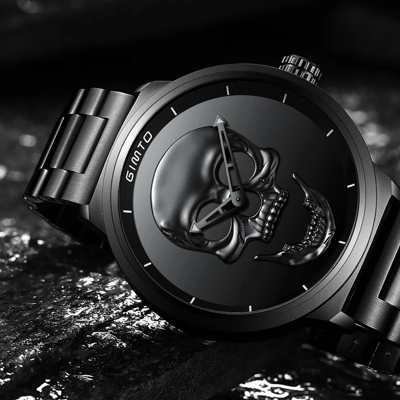 Часы GIMTO мужские Кварцевые водонепроницаемые крутые роскошные стальные ретро