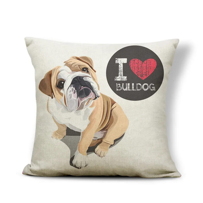 Lovely Bull Terrier Beagle Cushion Covers Boston Boxer Dog Pillow Cases Bulldog Cat Chihuahua Doberman Home Decor | Дом и сад
