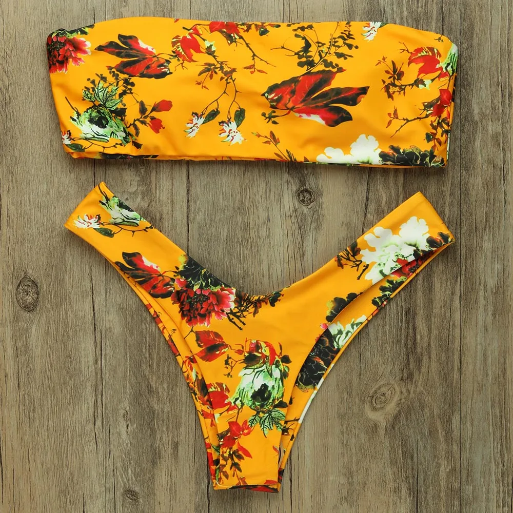 2019 комплект бикини сексуальный купальник женский Bandeau бразильский стринги с