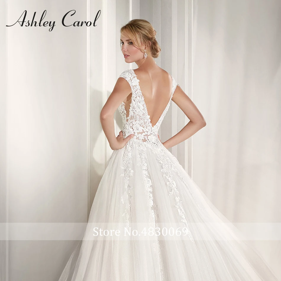 Ashley Carol Vintage Wedding Dress 2021 Sexy V-neckine Tulle Appliques Sleeveless Backless Bride Bridal Gowns Plus Size | Свадьбы и