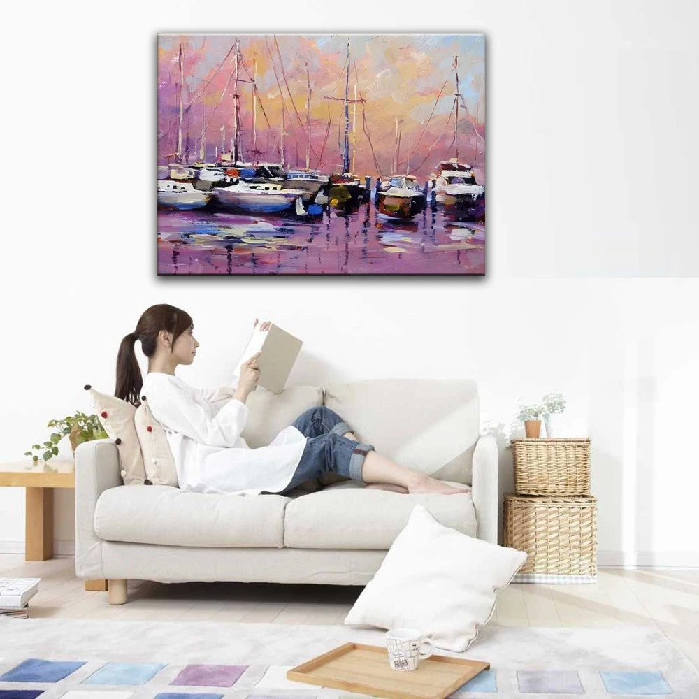 

Home decor oil painting hand painted high quality landscape knife painting pictures DM1609309