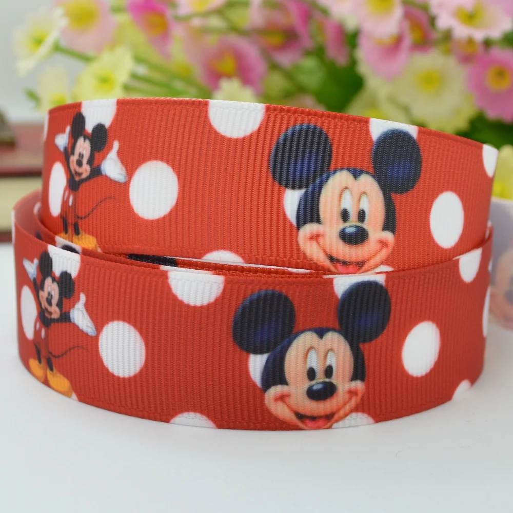 DUWES 7/8 &quot22 мм 2 5 10 20 50 ярдов Микки мультфильм печатных grosgrain ленты волос лук DIY