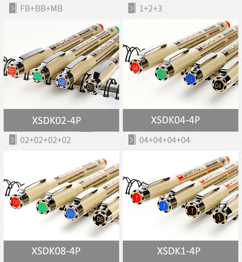 Sakura Pigma Micron тонкая грань ручка комплект для детей 3, 4, 9 разных Цвета профессиональный художественный маркер для манги Comic Pro Кисть для подводки ручка Набор для рисования