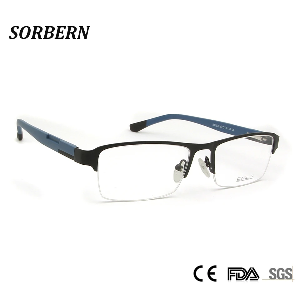 

SORBERN 2019 Unisex Nerd Square Clear Lens Eye Glasses Vintage Men Alloy Metal Optical Frames Acetate Eyeglasses Prescription