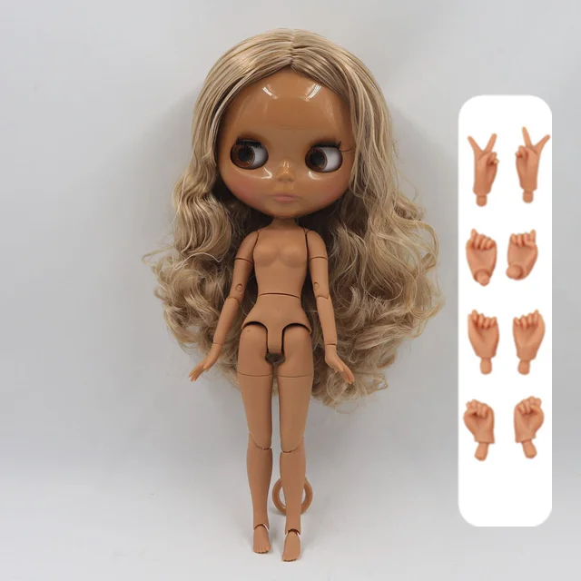 doll with hands B Фабрика blyth кукла 230BL10599400 темная кожа смешанные волосы тела 1/6 30 см - Цвет: doll with hands B