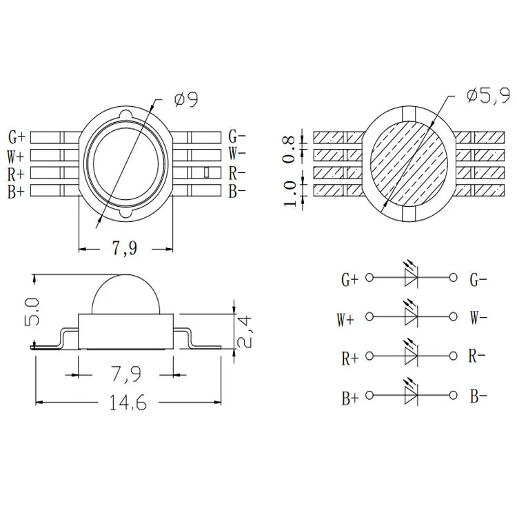 Высокомощные светодиодные лампы RGBW красные зеленые синие и белые