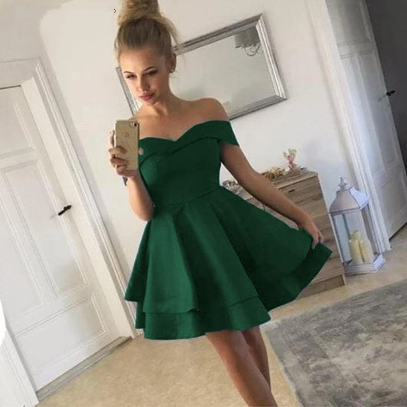 Off the Shoulder Navy Blue Burgundy Mini Homecoming Dresses 2019 Semi Formal Junior Graduation Dress Satin Short Cocktail | Свадьбы и