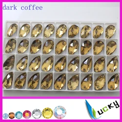 dark coffee shipping56pcs 10,5x18 мм все цвета груша формой похож на различных цветов пришить кристаллов с 2 отверстиями, с плоской задней частью ювелирные изделия в виде капли бусины - Цвет: dark coffee