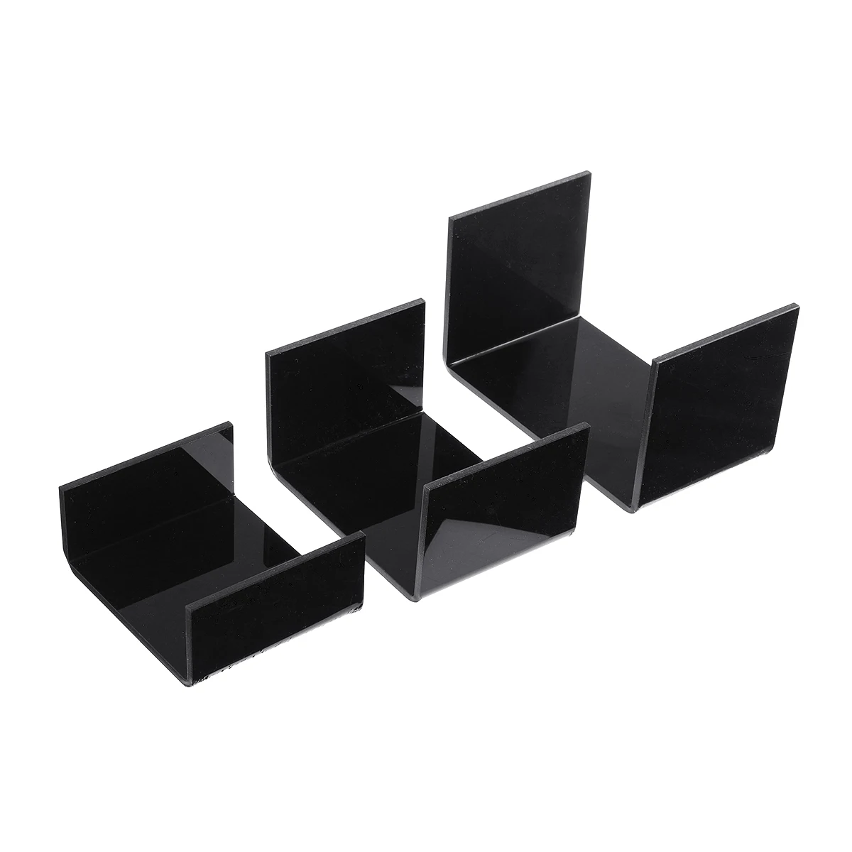 3Pcs Clear Black Acrylic Display Bridges Riser Shelf Plinths Retail Stall Shoe Racks Jewelry Figurines Collection Stand Holder