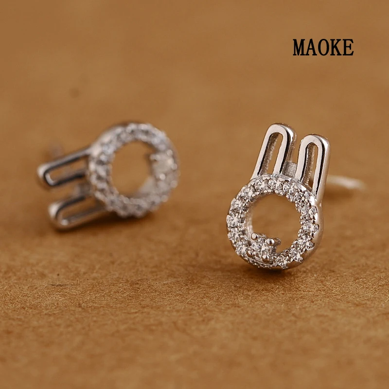 

Promotions Zircon Rabbit Earrings In Sterling SV Korean Sweet Temperament Fashion Jewelry for Women's Fashion Gifts