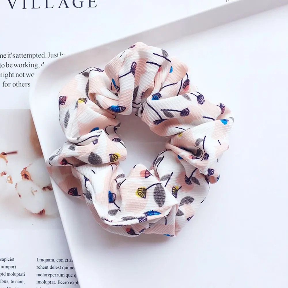 

1 pc Women Flower Elastic Scrunchie Hairband Ponytail Holder Girls Leopard Hair Rope Hair Accessories