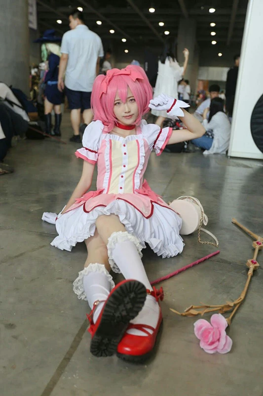 SBluuCosplay Puella Magi Madoka Magica Magical Girl Kaname Madoka Cosplay Costume Short Ball Dress With Bowknots Cosplay Costume