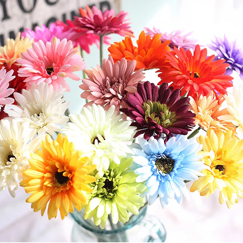 New Arrival Silk Gerbera Artificial Flower Bouquet For Wedding Car Decoration DIY Garland Decorative Floristry Flowers GHMY | Дом и сад