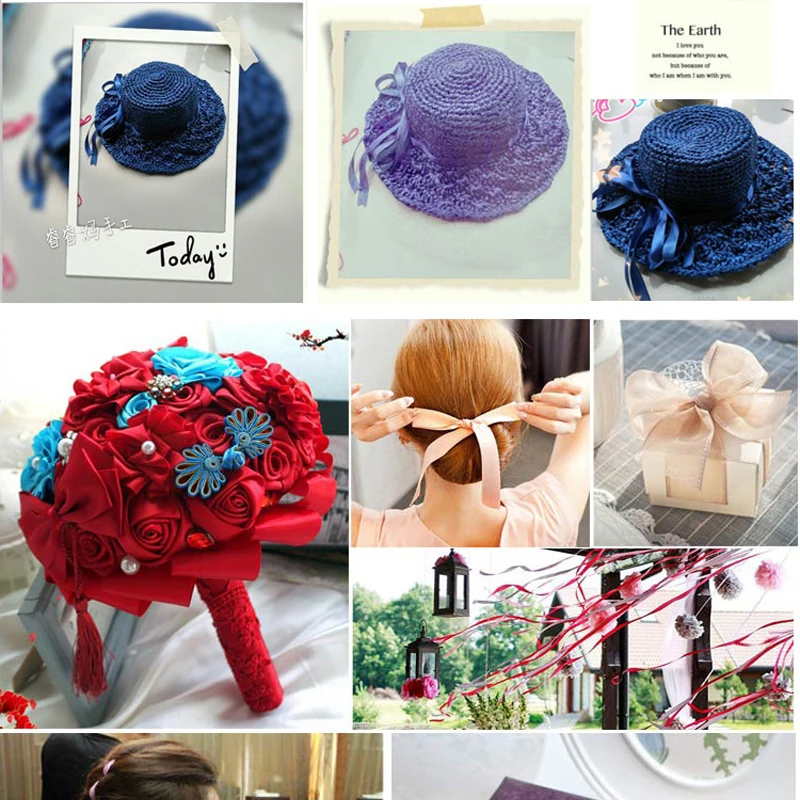 25 ярдов 10 мм ширина ленты красочные шелковые атласные Свадебные украшения