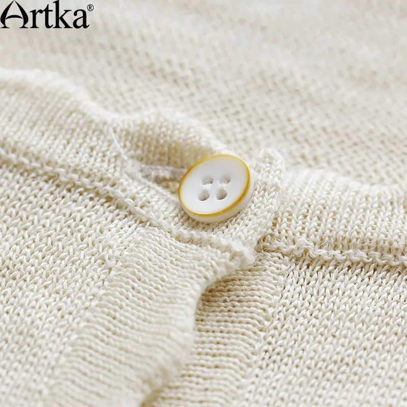 ARTKA женский осенний бежевый жаккардовый кардиган с вышивкой винтажный