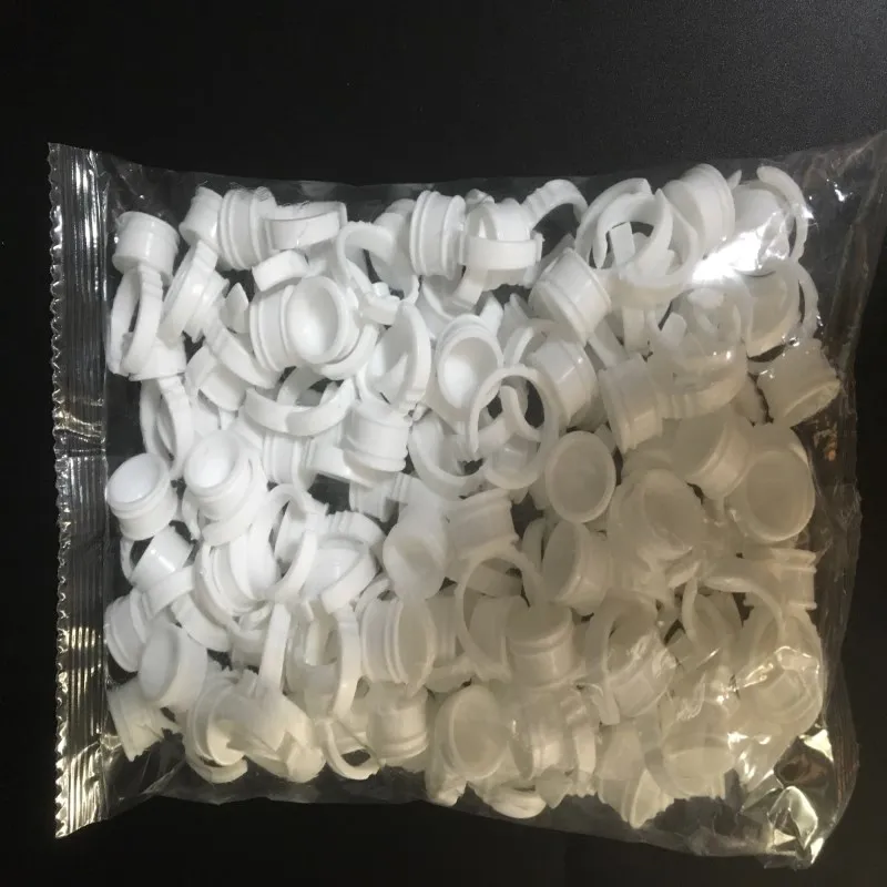 100 Pcs/Bag Disposable Permanent Makeup Ring Undivider Medium Size Tattoo Ink Eyebrow Lip Pigments Holder Rings Containe | Красота и