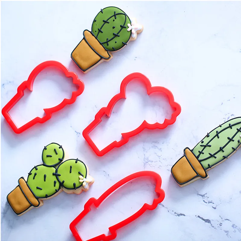 Cactus Cookie Cutter Made 3D Printed Fondant Cupcake Confeitaria Moulds Cookie Tools Cake Decorating Tools Cookie Cutter Set