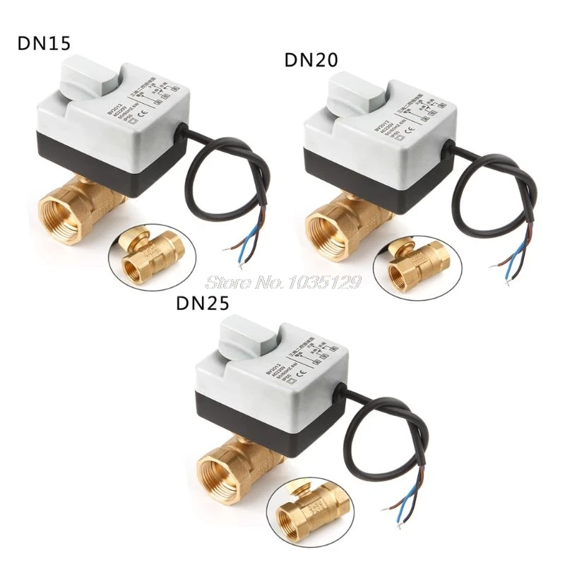 AC220V DN15 DN20 DN25 2 способа 3 провода латунный моторизованный шаровой клапан