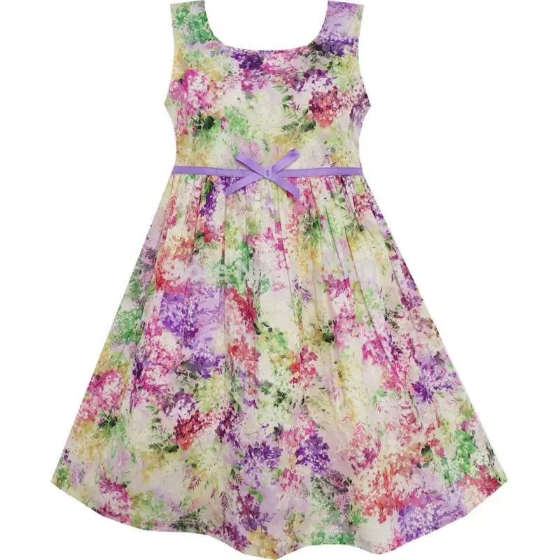 Girls Dress Blooming Flower Garden Sleeveless Purple 2020 Summer Princess Wedding Party Dresses Clothes Size 4-10 Carnival | Детская