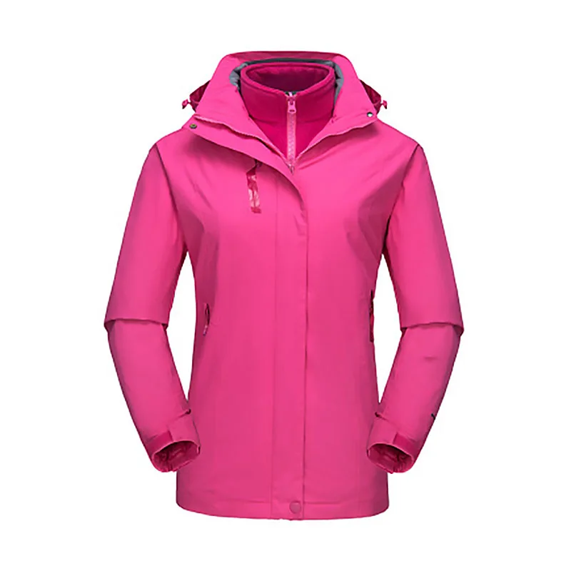 High Quality M-4XL Women Winter Windproof Waterproof Outdoor Sports Snowboard Thermal Keep Warm Hooded Skiing Coats Accessories - Цвет: Rose red