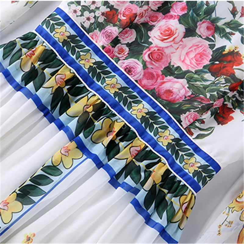 Новинка осени 2018 женское длинное платье в европейском стиле ретро с принтом под