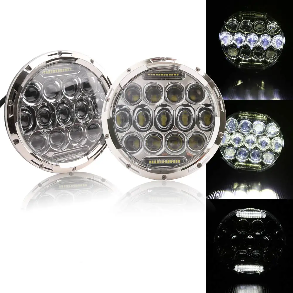 75w silver 2 упаковки " светодиодный Halo Фары с H4 для Land Rover Defender 7 дюймов фары с янтарным поворотом для Лада Нива 4x4 - Цвет: 75w silver