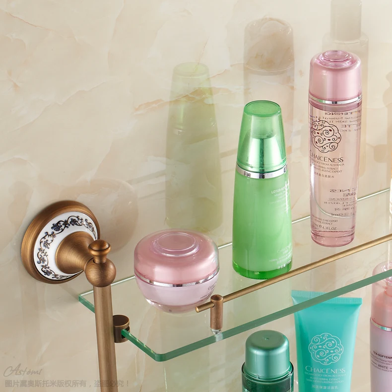 Европейская роскошная Бронзовая Античная керамическая стеклянная полка для