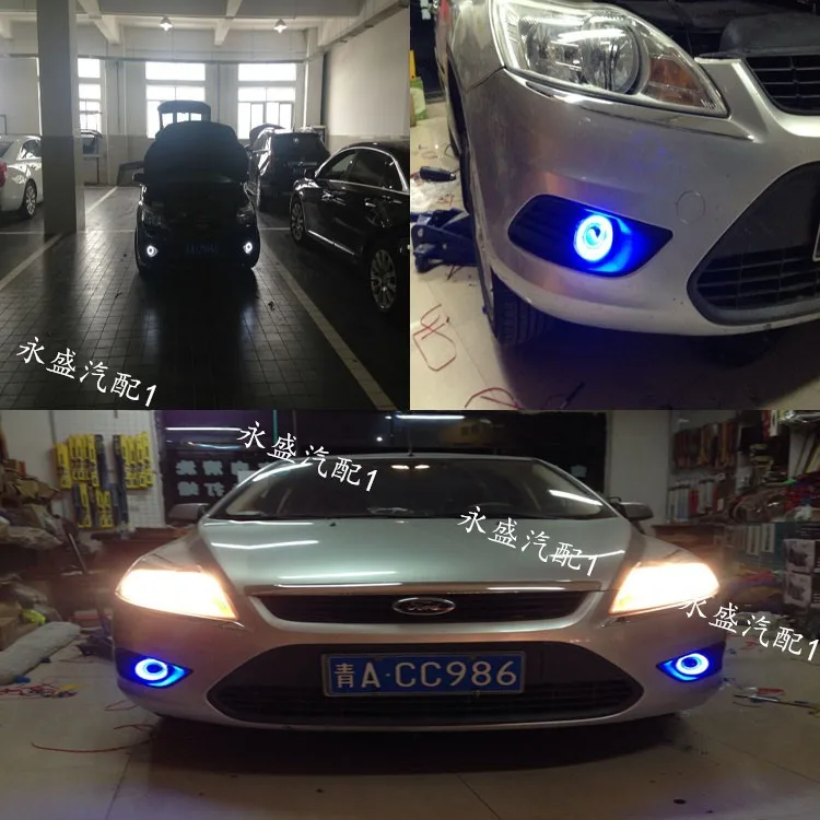 СВЕТОДИОДНЫЙ DRL Дневной ходовой свет COB angel eye, объектив проектора противотуманная фара с крышкой для ford focus серии, 2 шт