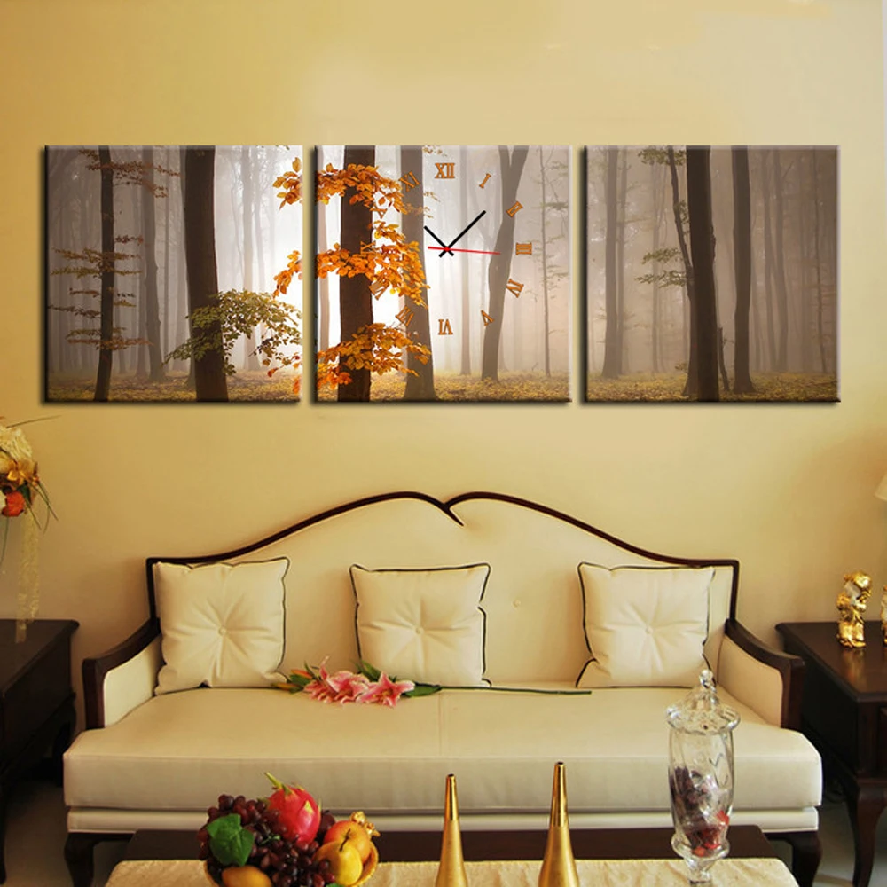 Бесплатная доставка фотографические настенные часы 3 шт.|leisure canvas|wall canvascanvas wall clock