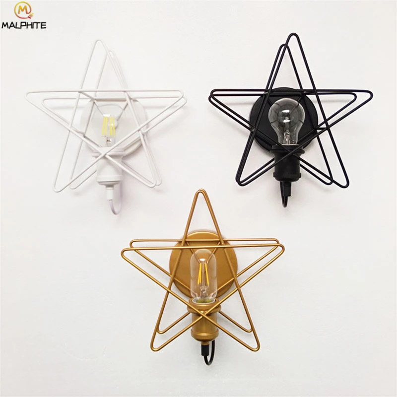 

Modern Living Room Wall Lamp Bedroom Bedside Pentagram Wall Lights Retro Lighting Corridor Hanging LED Indoor Decor Fixtures