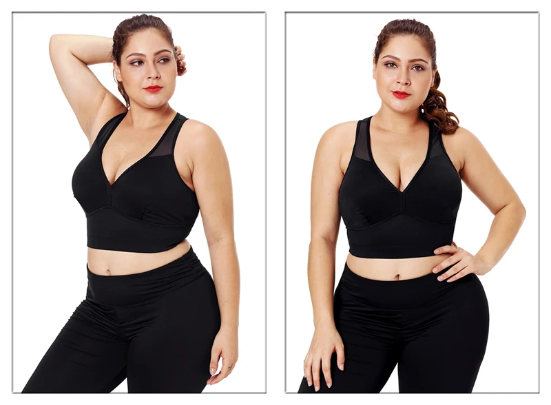 Plus Size Workout Sports Crop Tops Gym Racerback Seamless Yoga Fitness Sport Bra Top Padded Activewear for Women Tops Crops