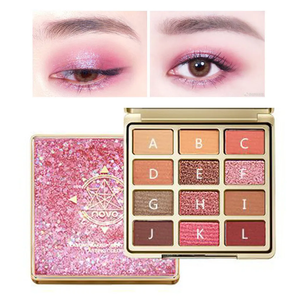 Макияж Novo 4 стиля 12 цветов Косметический Тени для век порошок хайлайтер матовый набор профессиональный блеск глаз ShadowC529