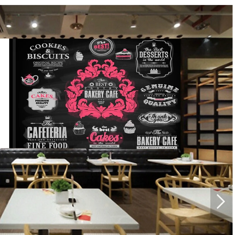 3D современные обои на заказ европейские рисунки иконы еды для ресторана кафе