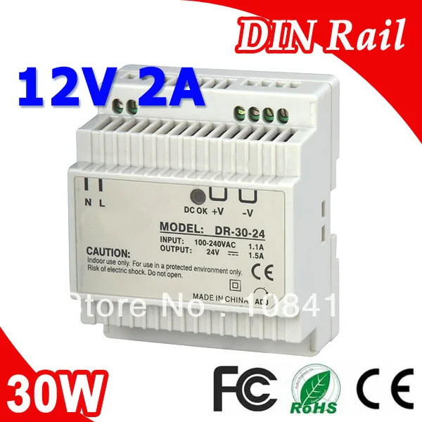 

DR-30-12 LED Din Rail Switching Power Supply 12V 2A 30W Output
