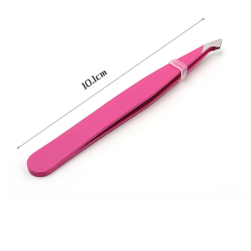 Розовый пинцет для бровей из нержавеющей стали утолщенный дизайн наклонный