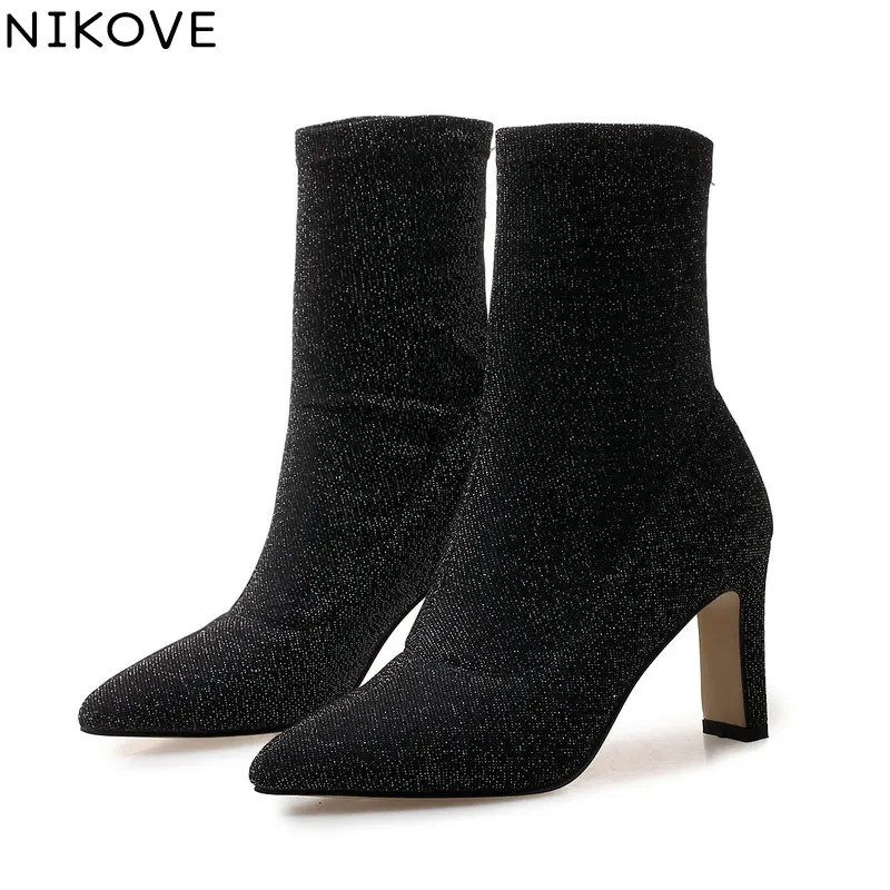 NIKOVE/2019 г. женские сапоги до середины икры универсальные черные зимние без