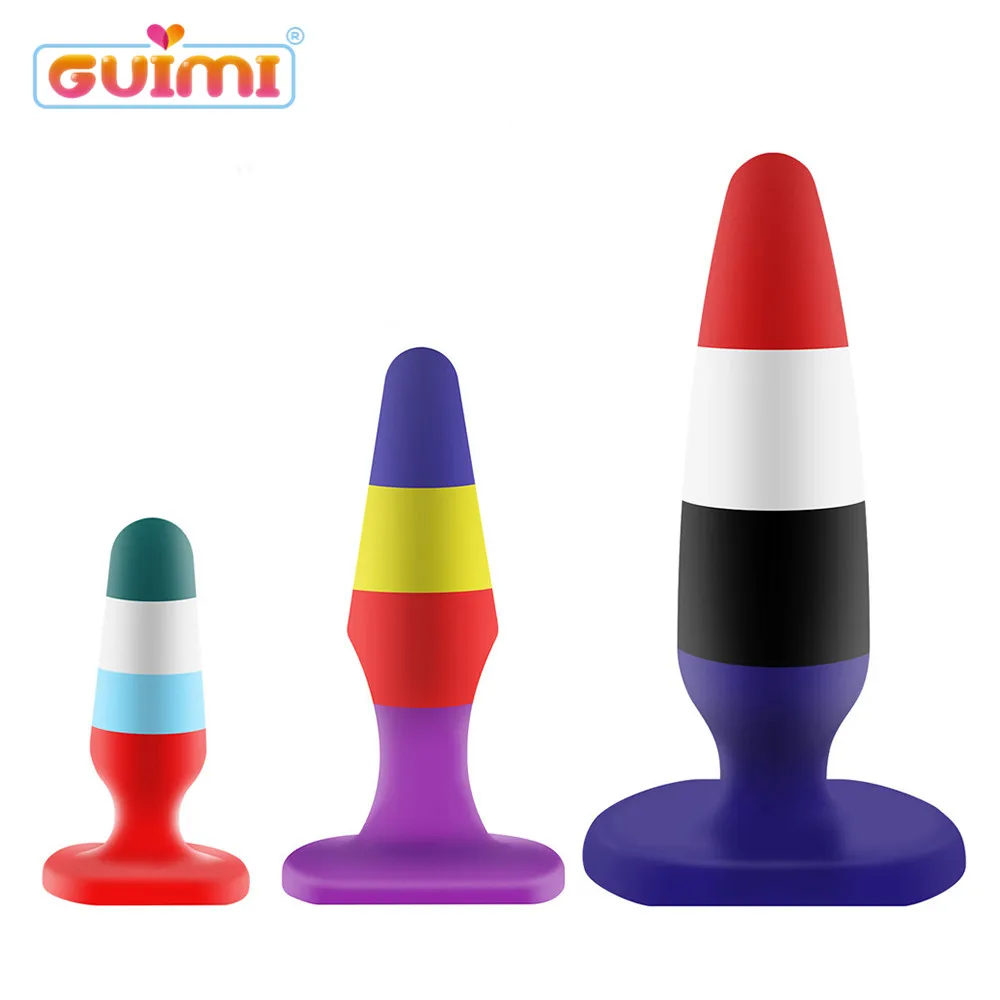 GUIMI Rainbow Butt Plug Silicone Erotic Toys BDSM Anal Stimulator Prostate Sex For Men Gay Game Anus Dilator |