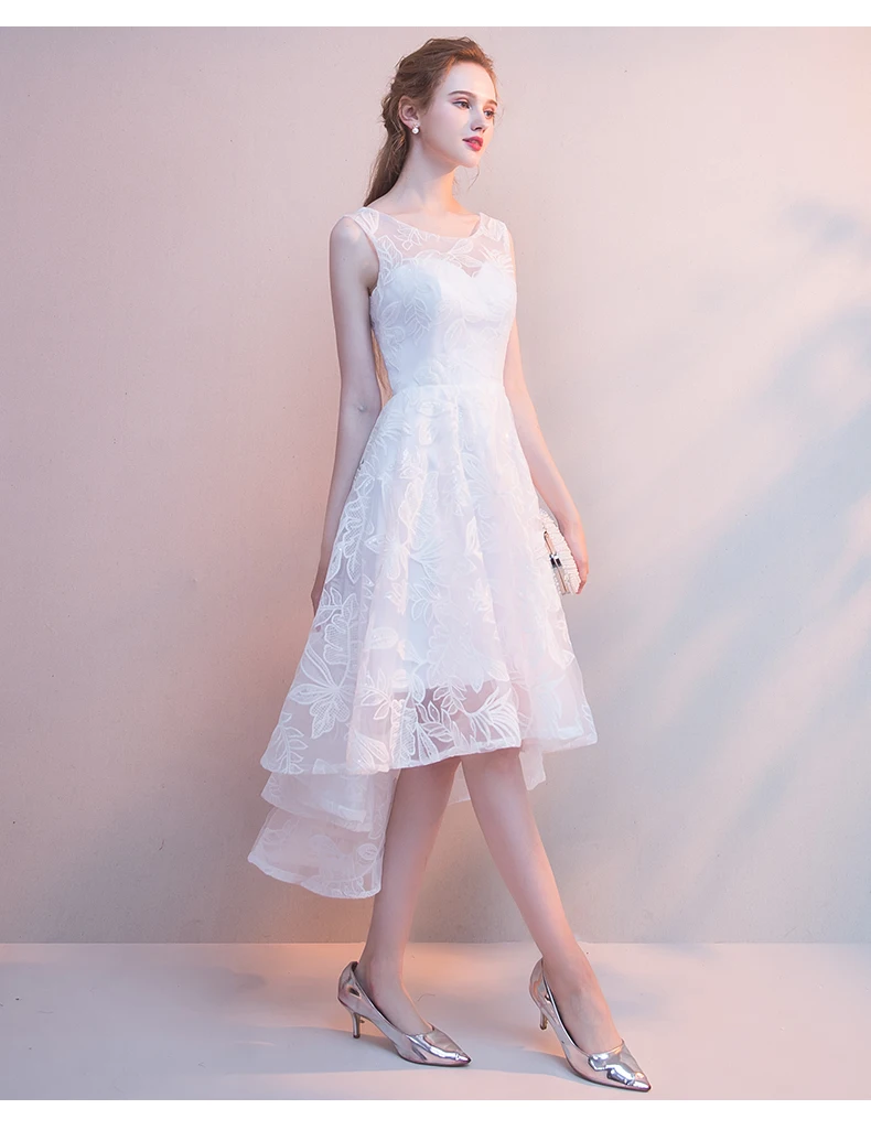 White Simple Evening Gowns Evening Dress Party Elegant Evening Dresses Short Front and Long Rear Short Formal Dress ES2579
